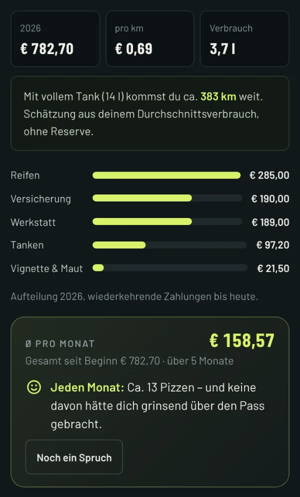 Kosten in RIDE: Ausgaben nach Art für das Jahr
